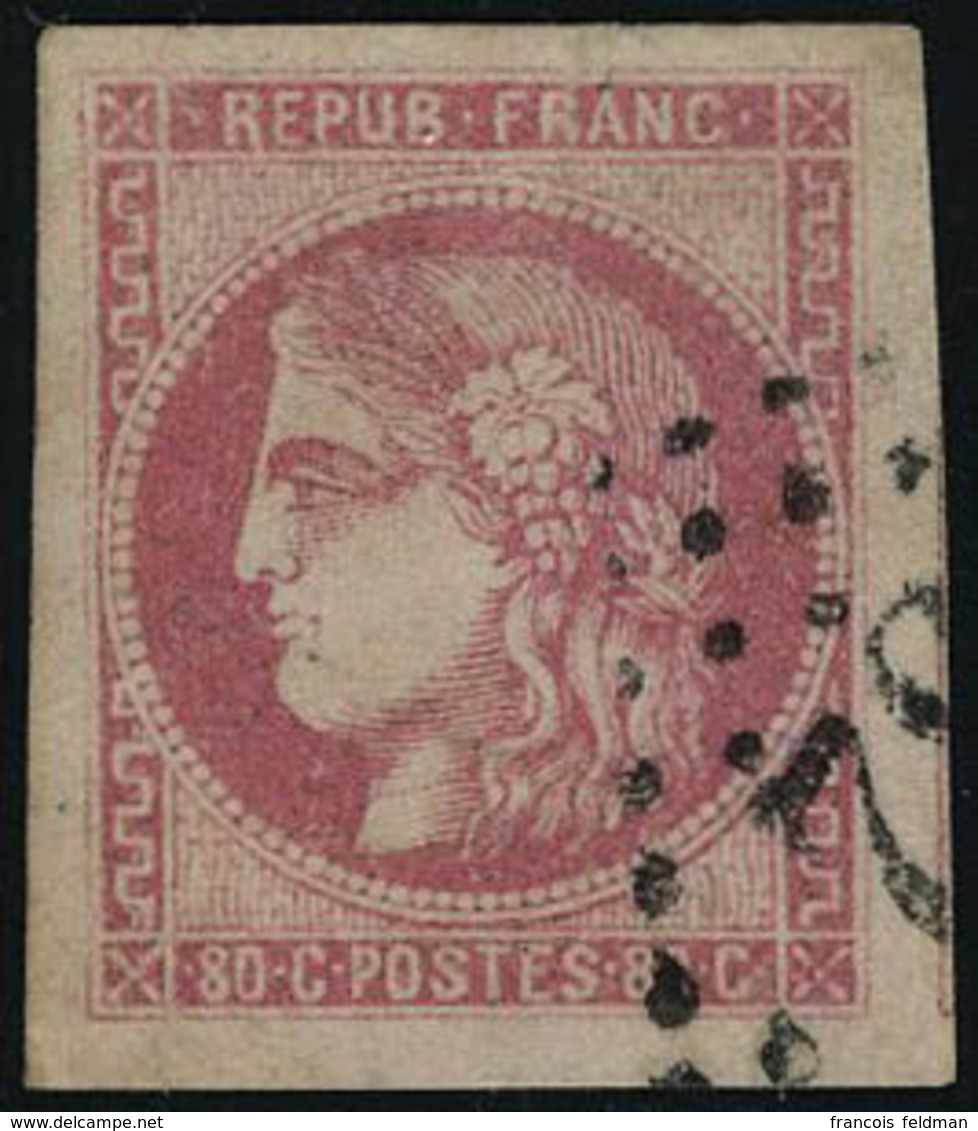 Oblitéré N° 49, 80c Rose Grandes Marges Superbe Signé Brun - Autres & Non Classés