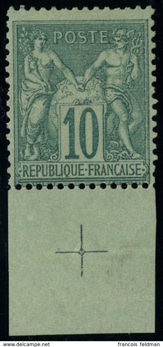 Neuf Avec Charnière N° 65, 10c Vert Bdf Avec Croix De Repère T.B. Signé Calves - Autres & Non Classés