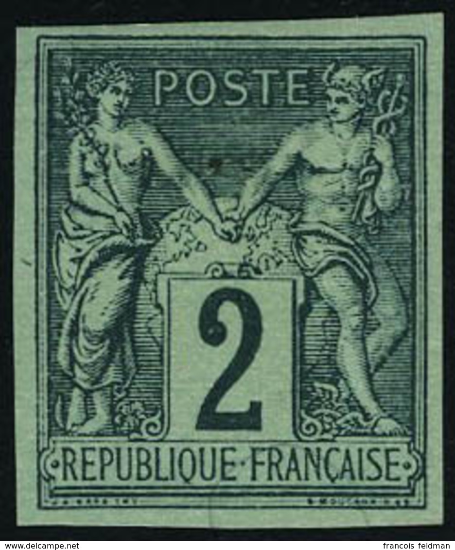 Neuf Sans Gomme N° 74a, 2c Vert Foncé, Type II, ND, Réimpression Granet, T.B. - Autres & Non Classés