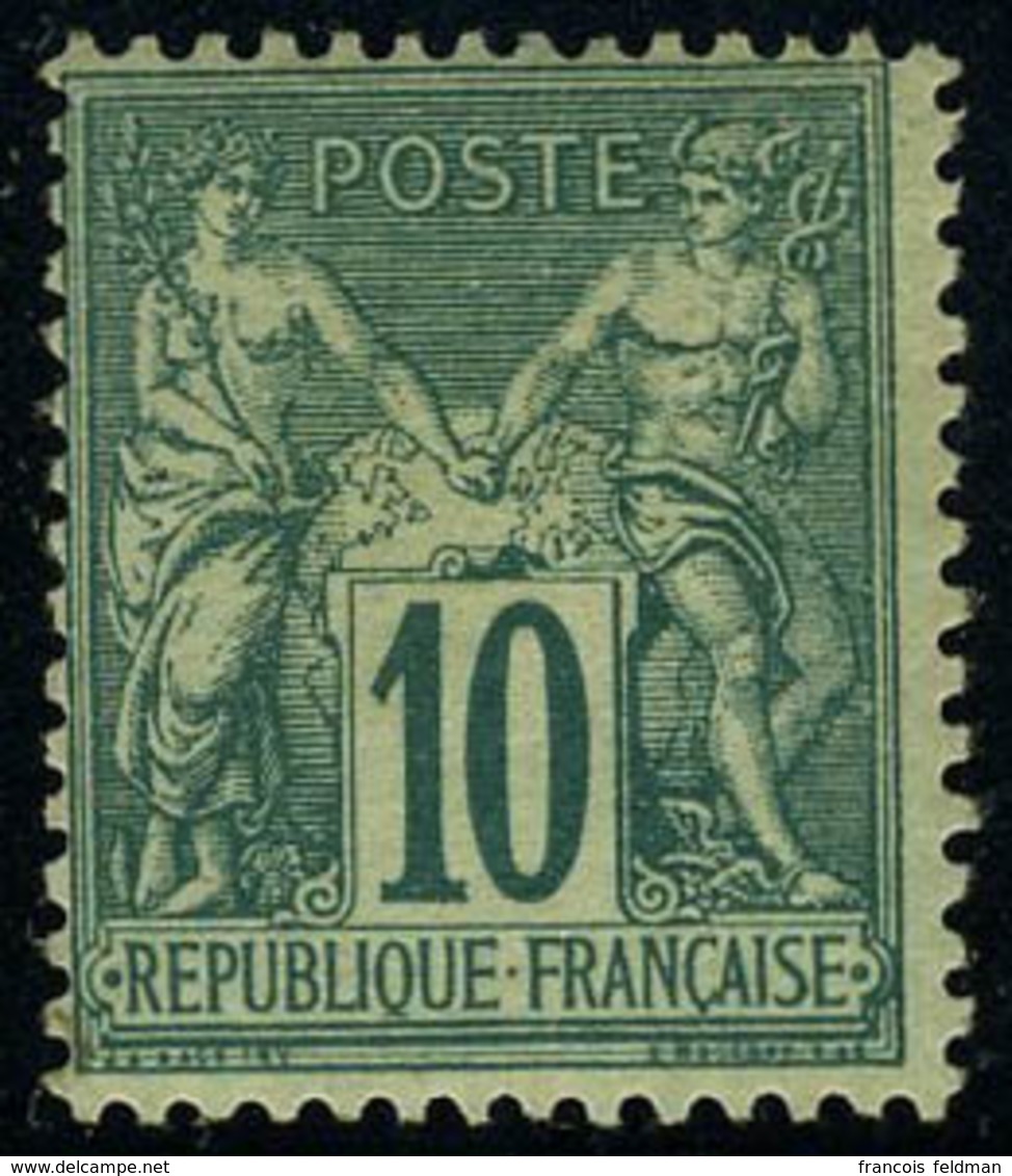 Neuf Sans Charnière N° 76, 10c Vert, Type II, TB, Signé Brun - Autres & Non Classés