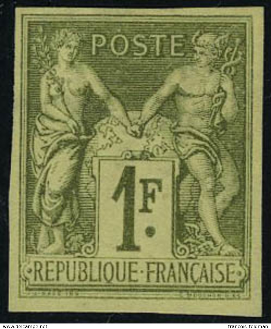 Neuf Sans Gomme N° 82b, 1f Vert-bronze, Type II, ND, Réimpression Granet, T.B. - Autres & Non Classés