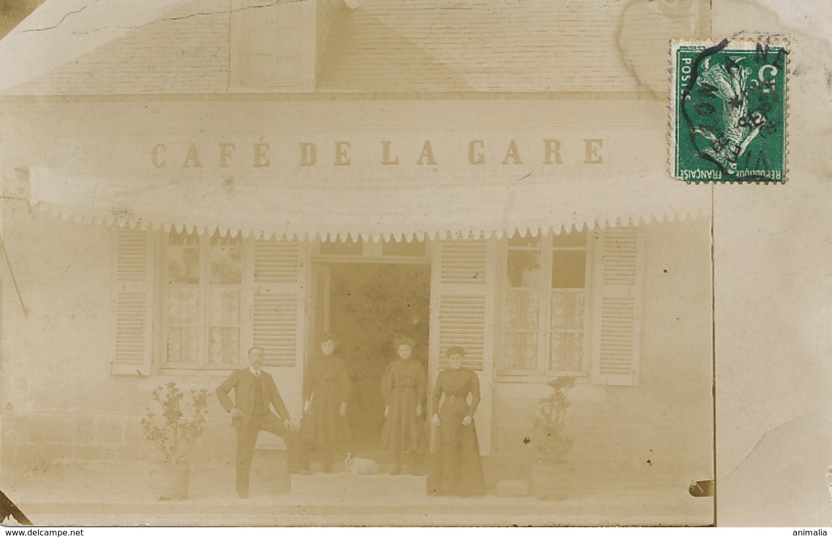 Carte Photo Café De La Gare  Cachet Vierzon Vers Chateau De St Augustin Le Veurdre Allier - Cafés