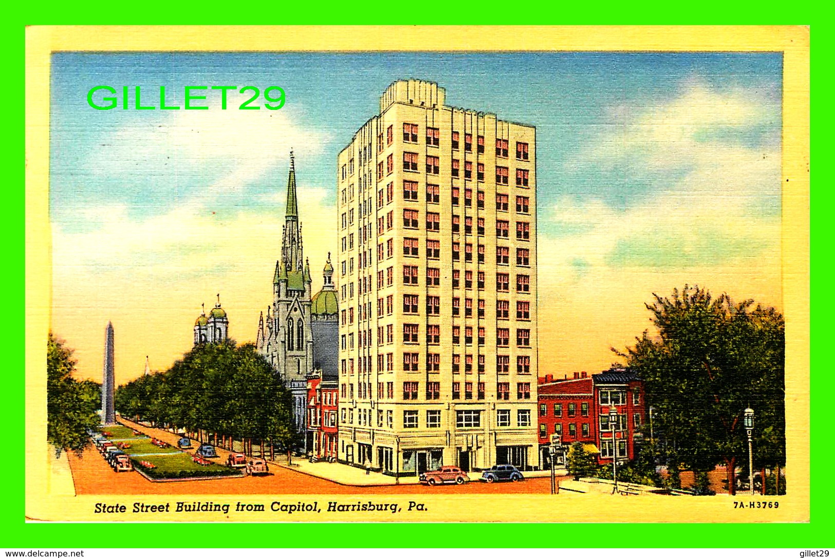 HARRISBURG, PA - STATE STREET BUILDING FROM CAPITOL - TRAVEL IN 1950 - J. B. HOFFMAN & SON - - Harrisburg