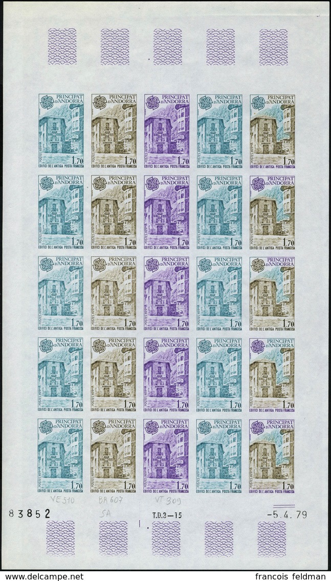 Neuf Sans Charnière N° 276/77, Europa 1979, La Paire, Feuille Complète De 25ex ND, Essai De Couleur, Superbe, Photo Web - Andere & Zonder Classificatie