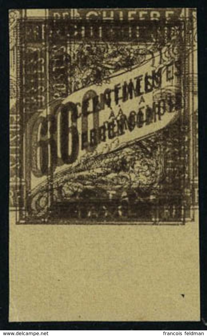 Neuf Sans Gomme N° 24b, 60c Brun Violacé, ND, Double Impression Bdf, T.B. - Autres & Non Classés