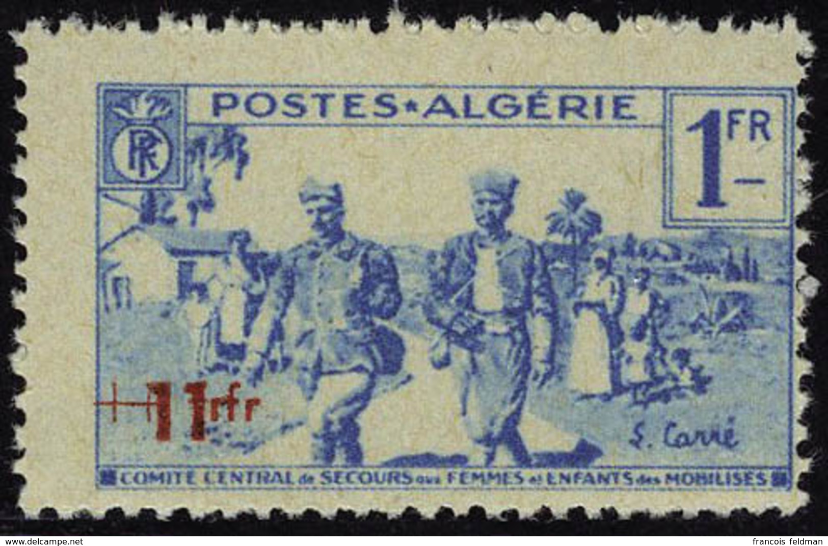 Neuf Sans Charnière N° 159a. 1f + 1f Bleu, Double Surcharge, T.B. Maury - Andere & Zonder Classificatie