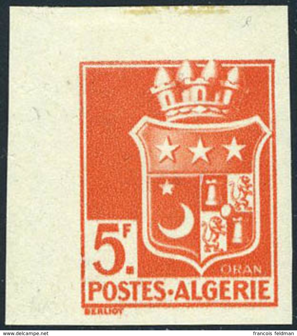 Neuf Sans Charnière N° 197Ab, 5F Rouge-orange Sans Surcharge, Non-dentelé, CdF, SUPERBE, Signé Brun - Andere & Zonder Classificatie