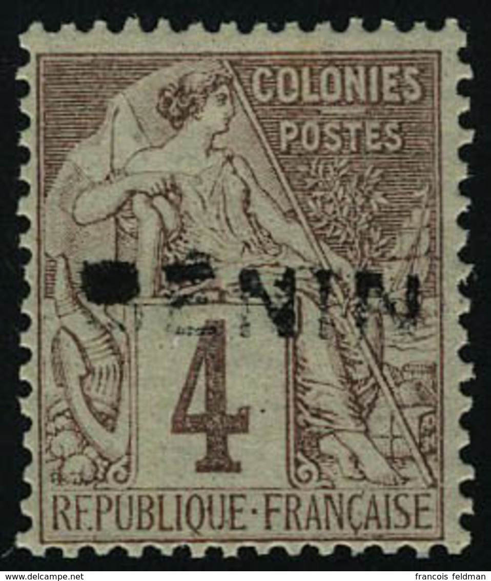 Neuf Sans Charnière N° 3A, 4c Lilas Brun Sur Gris Surcharge Type IV TB - Autres & Non Classés