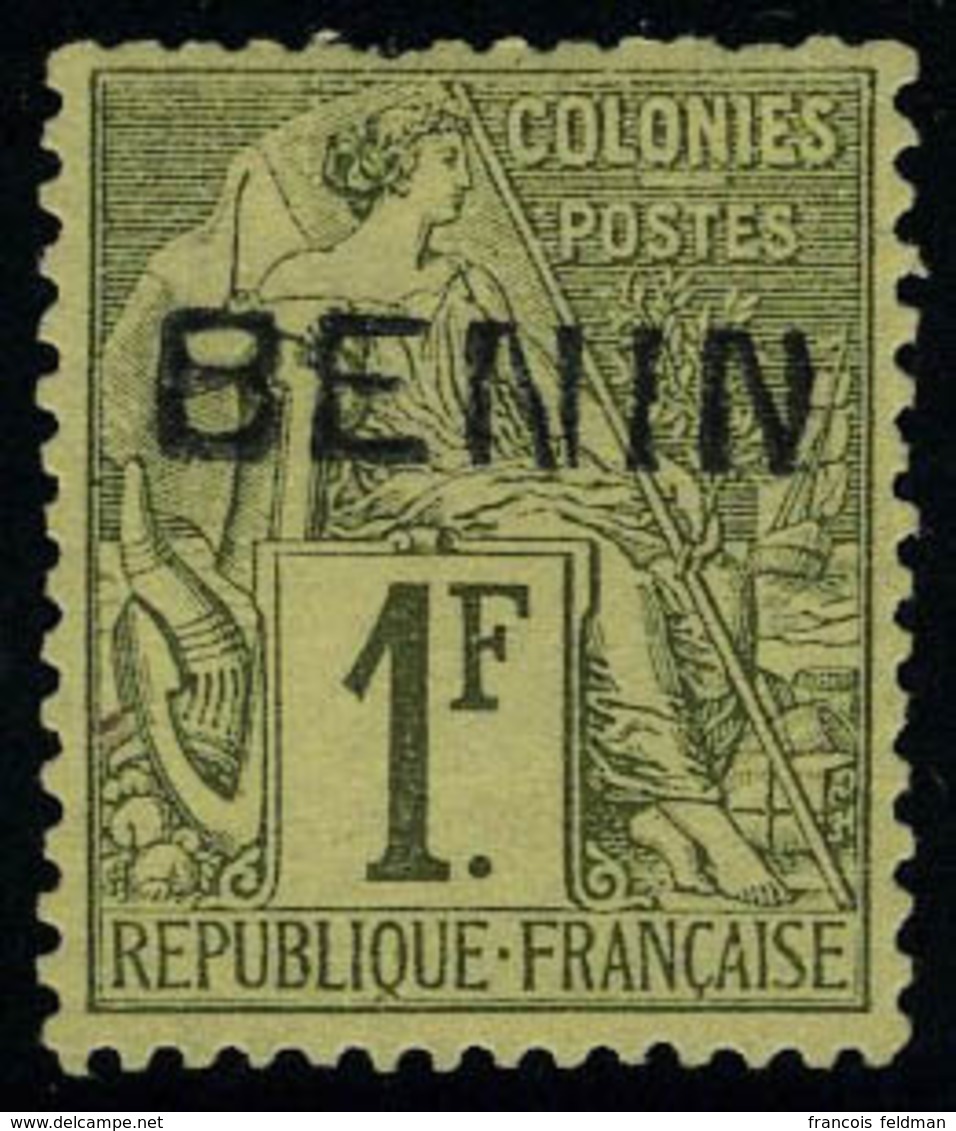 Neuf Avec Charnière N° 13, 1f Olive Type II Qq Dents Courtes Sinon T.B., Rare, Signé Brun - Autres & Non Classés