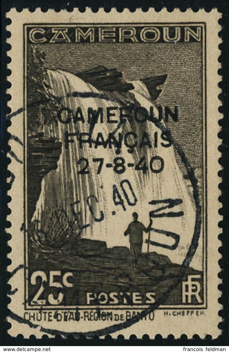 Oblitéré N° 215, 25c Brun Noir, Essai De Surcharge, Càd Douala 16 Dec 40. T.B. Maury N° 173b. - Andere & Zonder Classificatie