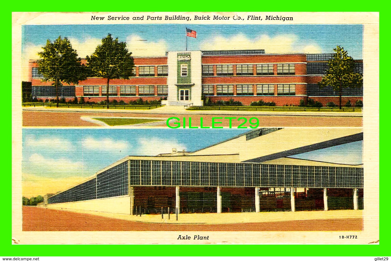 FLINT, MI - NEW SERVICE AND PARTS BUILDING, BUICK MOTOR CO & AXEL PLANT - TRAVEL IN 1952 - LOVEGROVE'S - - Flint