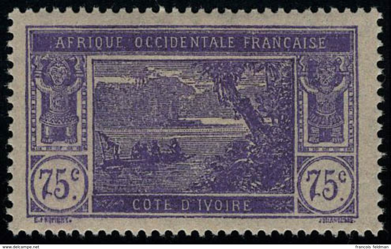 Neuf Avec Charnière N° 59a, 75c Violet Sans La Surcharge 60 T.B. Signé Brun - Andere & Zonder Classificatie