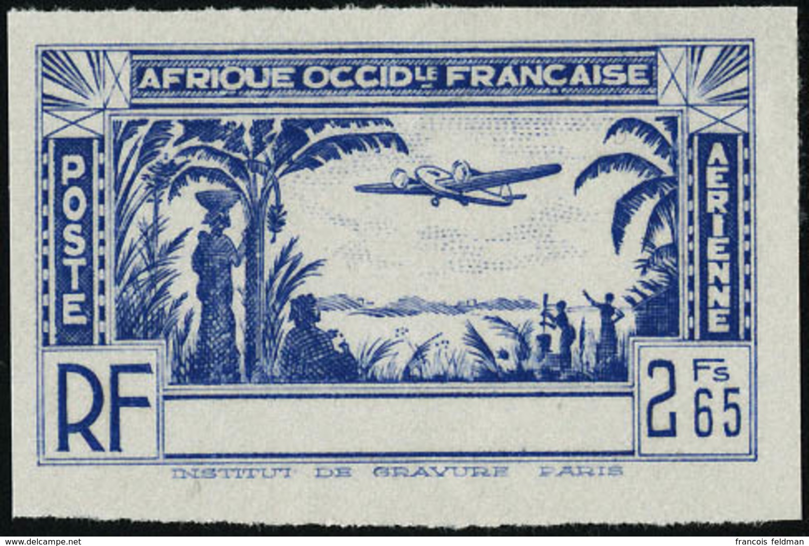 Neuf Sans Gomme Type PA De 1940, 2f65 Bleu, Non émis, Sans La Légende Côte D'Ivoire, Non Dentelé, T.B. - Autres & Non Classés