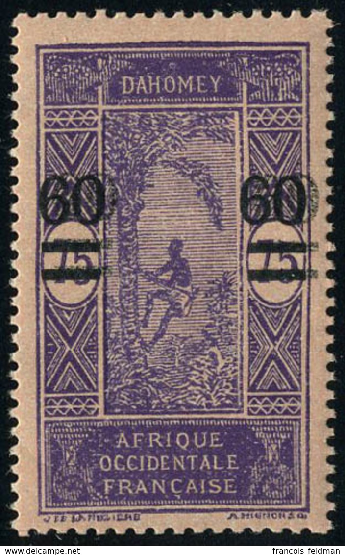 Neuf Sans Charnière N° 66a, 60 Sur 75c Violet Sur Rose, Double Surcharge, TB, Signé JF Brun - Andere & Zonder Classificatie