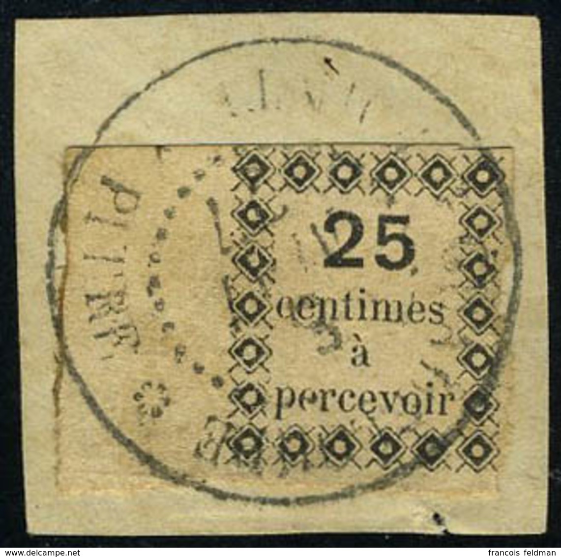 Fragment N° 1, 25c Noir, Grand Bord De Feuille Obl S/fragment, SUPERBE, Signé - Sonstige & Ohne Zuordnung