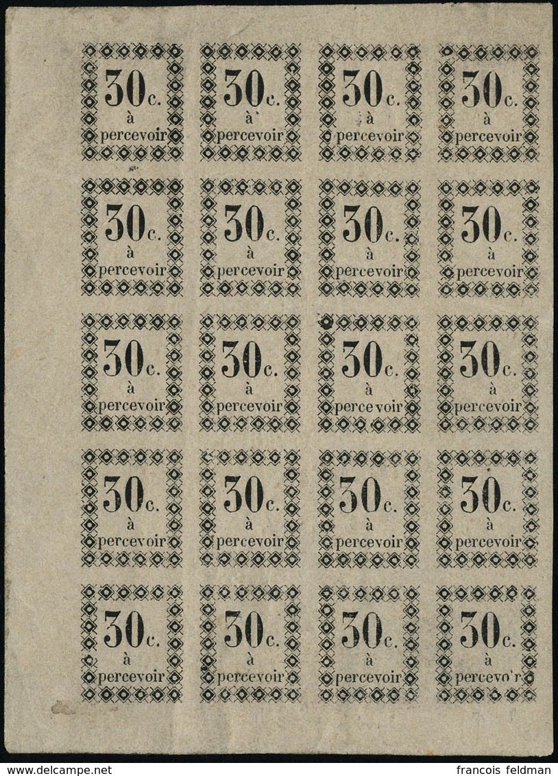 Neuf Avec Charnière N°5. 30c Noir. Feuille De 20ex Avec Variétés : 2 X Zéro Large, 1ex Sans Le I à Percevoir, 1ex Chiffr - Andere & Zonder Classificatie