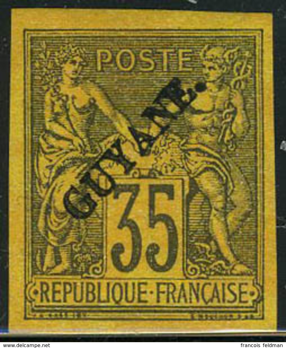 Neuf Sans Gomme N° 12, 35c Violet-noir S/jaune, émis NSG, SUPERBE, Signé Bernichon, Miro + Certificat - Autres & Non Classés