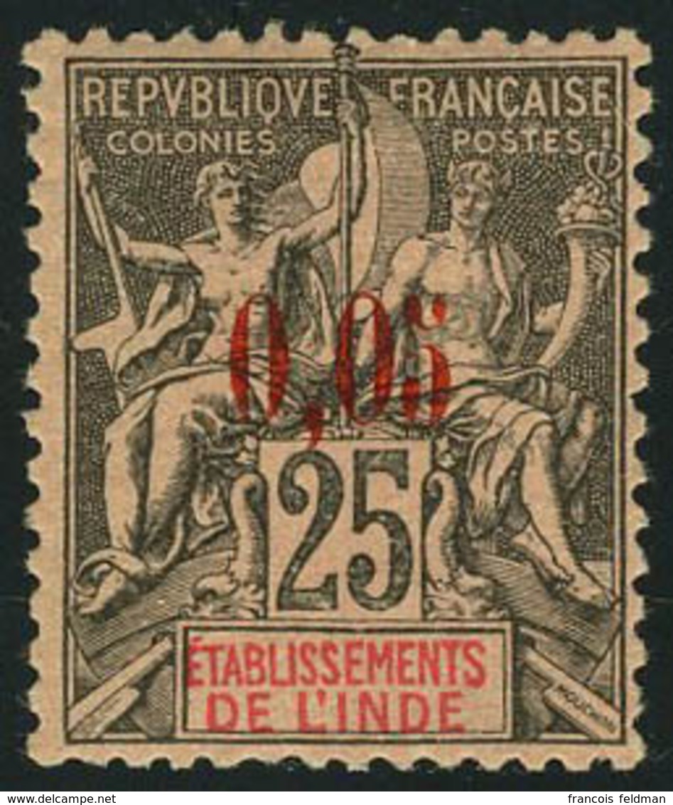 Neuf Avec Charnière N° 20, 0.05 S/25c Noir S/rose, Cl, TB, Signé A.Brun - Other & Unclassified