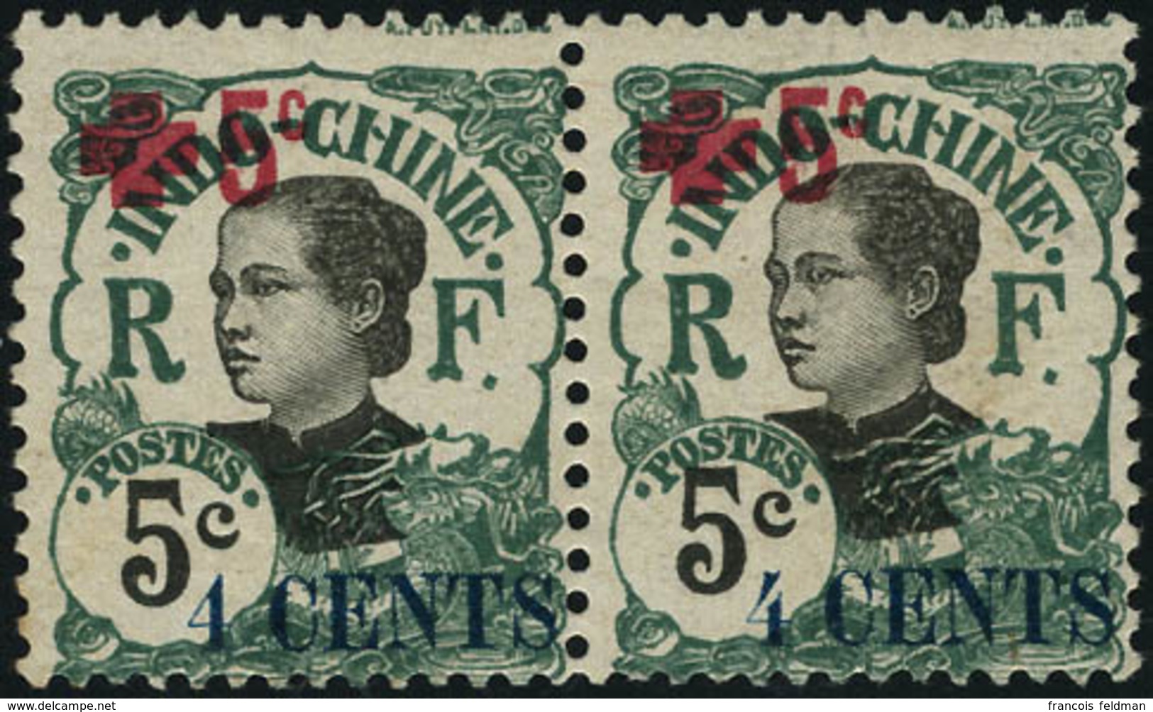 Neuf Avec Charnière N°69a. 4c S/5c + 5c Croix Rouge. Variété 4 Fermé Tenant à Normal. T.B. - Andere & Zonder Classificatie