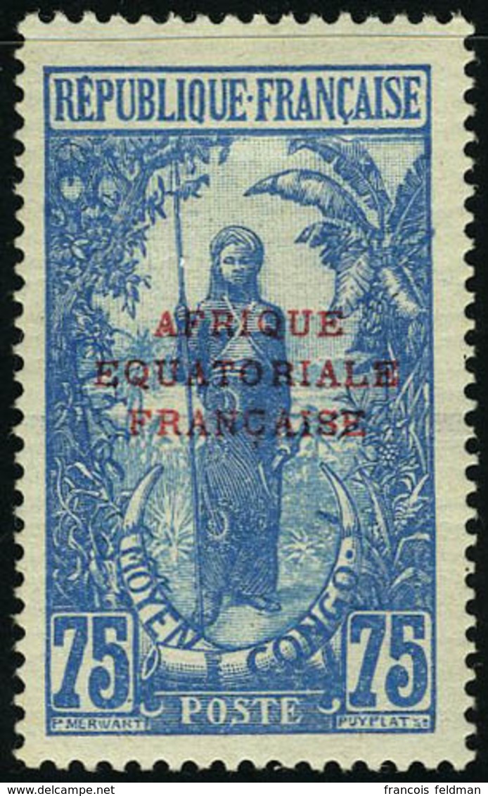 Neuf Avec Charnière N° 42a, 75c Outremer Et Bleu Pâle, Sans La Surcharge Tchad, T.B. Signé - Autres & Non Classés