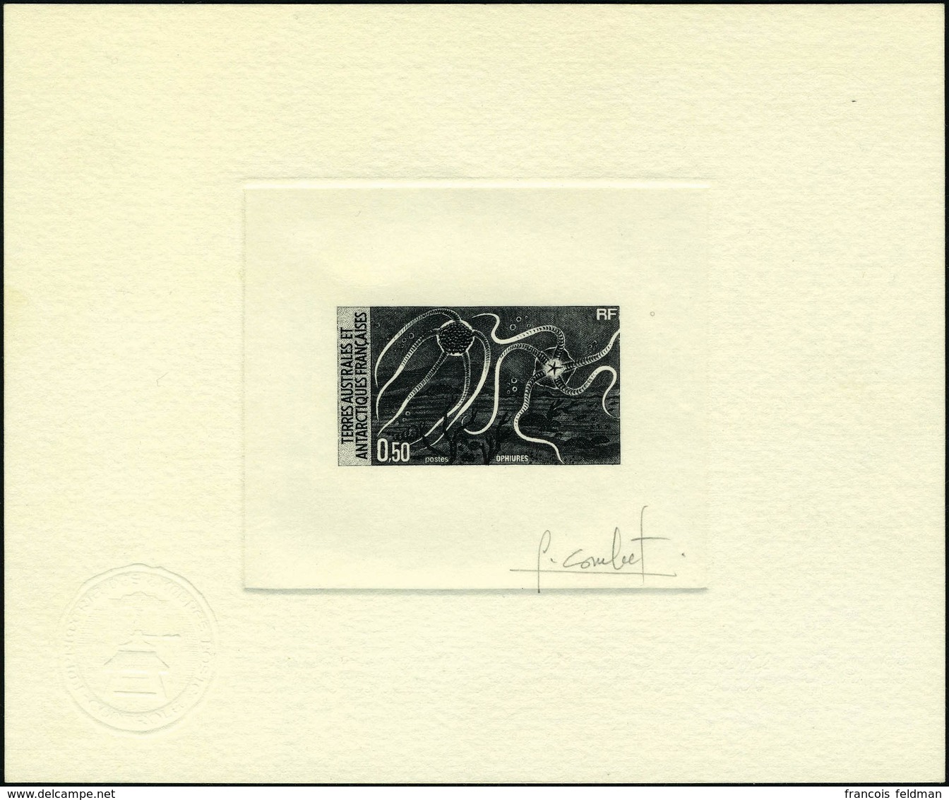 N° 122, 50c Ophiures, épreuve D'artiste En Noir Signée Combet, T.B. - Sonstige & Ohne Zuordnung