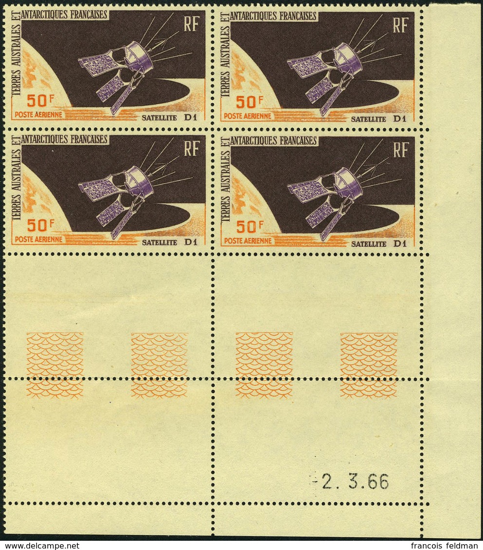 Neuf Sans Charnière N° 12, 50F Satellite D1, Bloc De 4 Coin Daté 2/3/66, TB - Autres & Non Classés