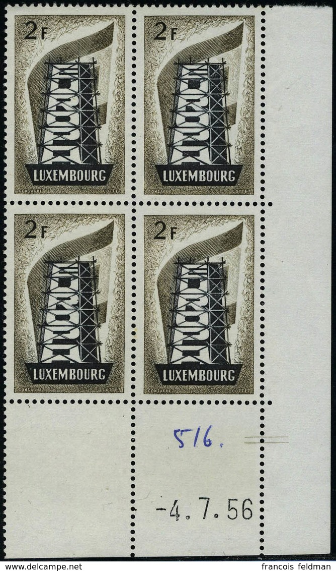 Neuf Sans Charnière N° 514/16, Europa 1956, Bloc De 4, Cdf, Superbe - Andere & Zonder Classificatie