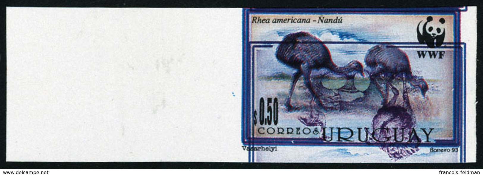 Neuf Sans Charnière N° 1461, WWF 50c Nandou, Double Impression Dont Une Renversée Et Déplacée, Bdf, Superbe. - Autres & Non Classés