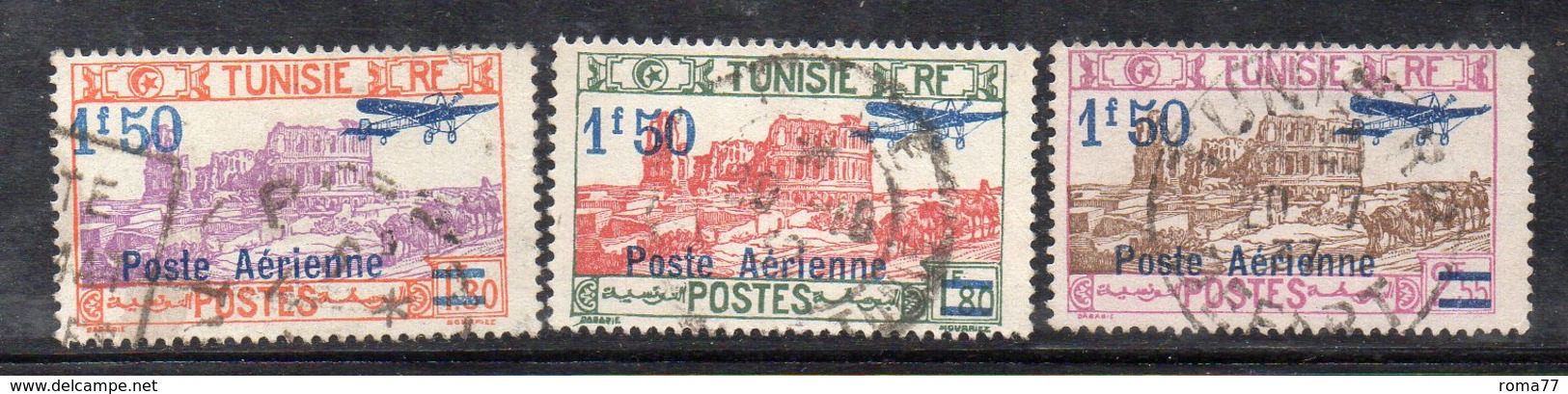 APR1584 - TUNISIA 1930 , Posta Aerea Serie N. 10/12  Usata (2380A) . - Posta Aerea