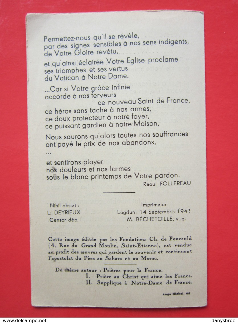 Vicomte CHARLES DE FOUCAULD Mort Pour La France à Tamanrasset (Hoggar) Le 1er Décembre 1916 - Image Pieuse Religieuse - Imágenes Religiosas