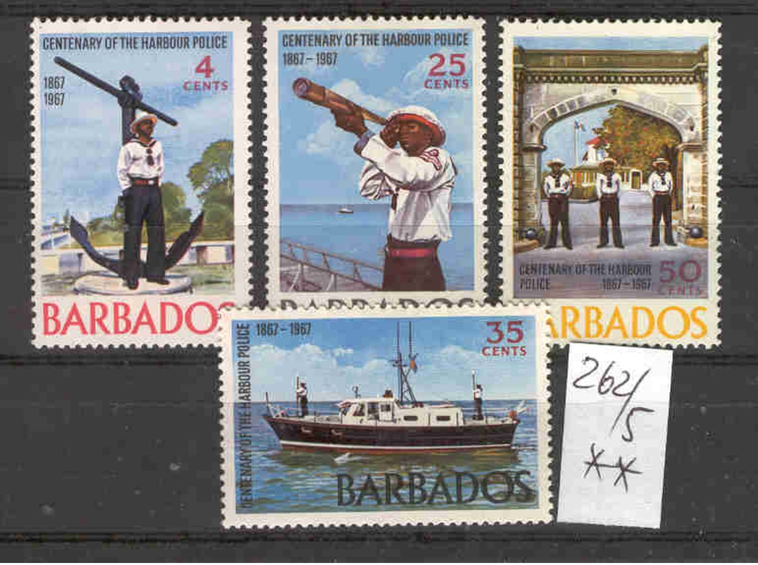 BARBADOS - 262/5  Hafenpolizei  Kpl.postfr - Barbades (1966-...)