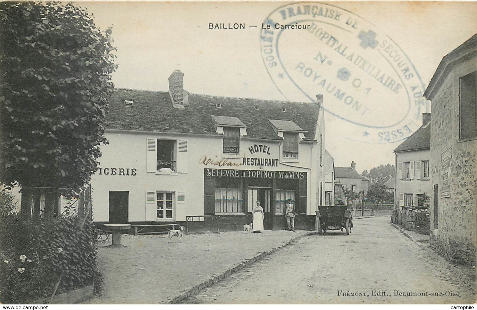 Rare Cachet Ovale De L'Hopital Auxiliaire De Royaumont N° 301 ?- Secours Aux Blessés FM - Carte De BAILLON 95 - 1. Weltkrieg 1914-1918