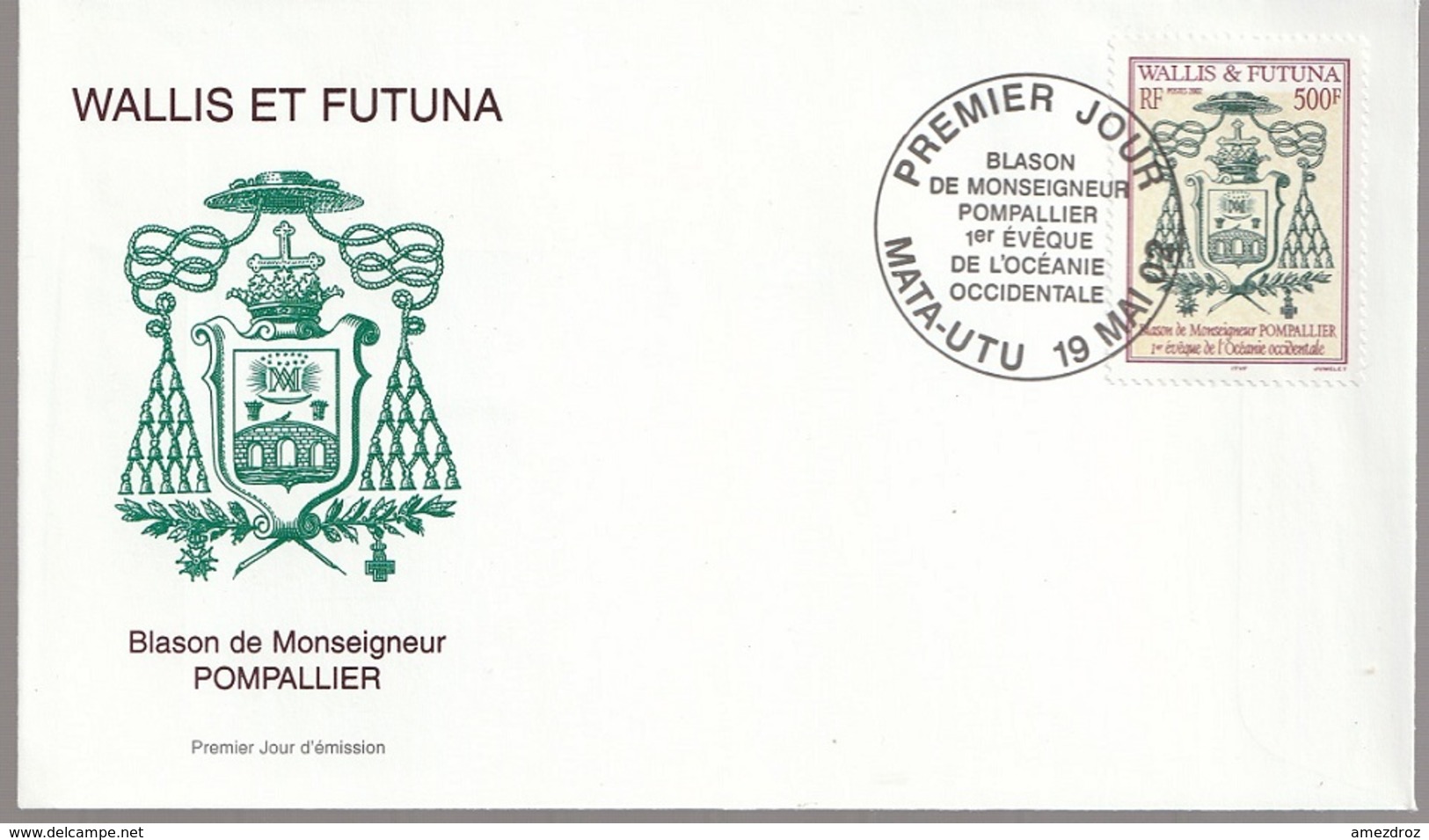 Wallis Et Futuna 2002   FDC Premier Jour Blason De Monseigneur Pompallier - Briefe U. Dokumente