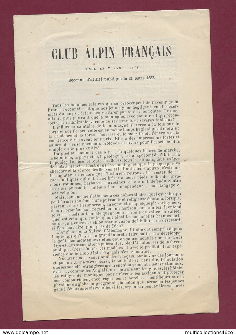 290120 - LIVRET SPORT Club Alpin Français - Les Alpes 1875 E CEZANNE Président  Liste Des élus - Alpinisme Montagne - Autres & Non Classés