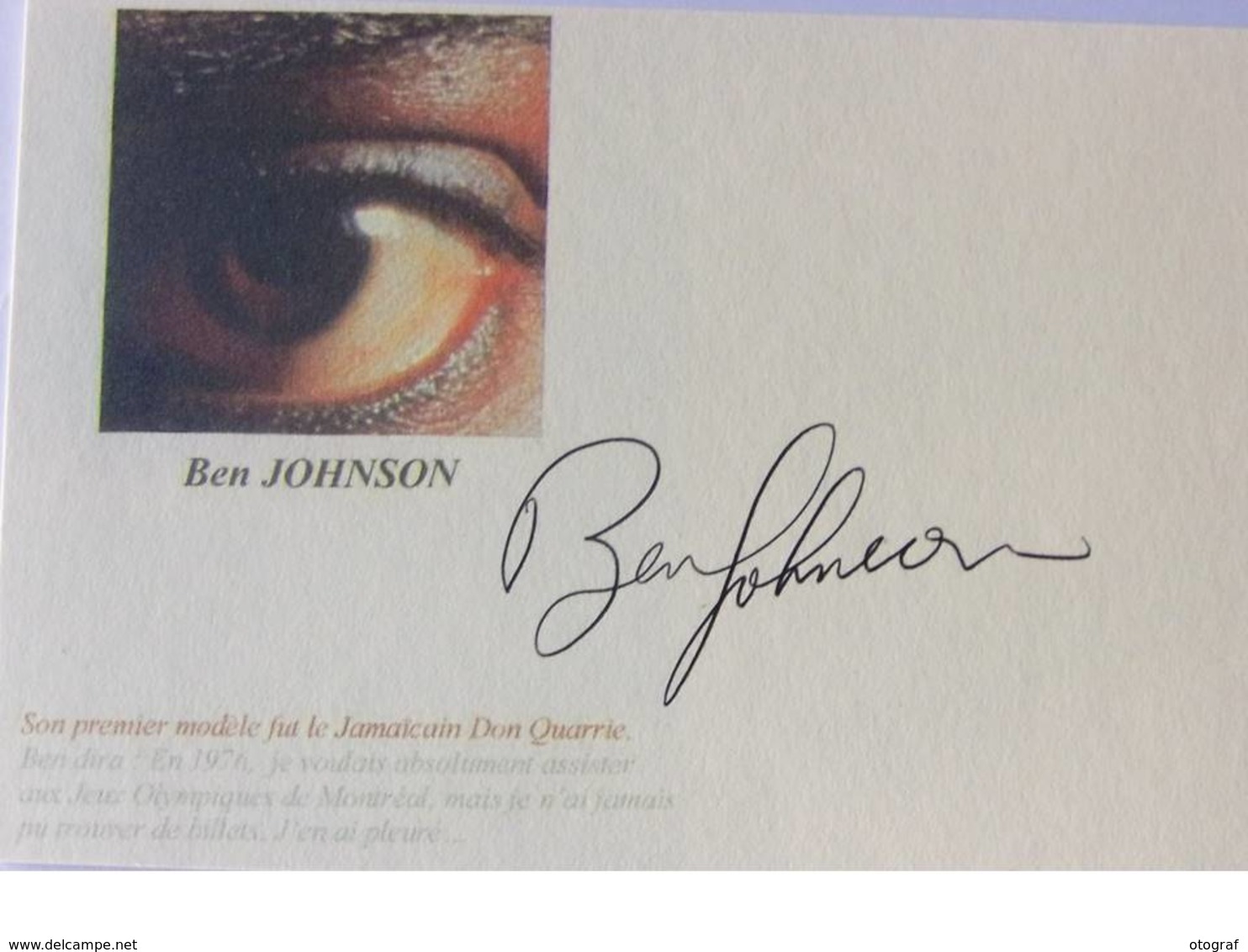 CP - Ben JOHNSON - Signé / Hand Signed / Dédicace Authentique / Autographe - Athlétisme