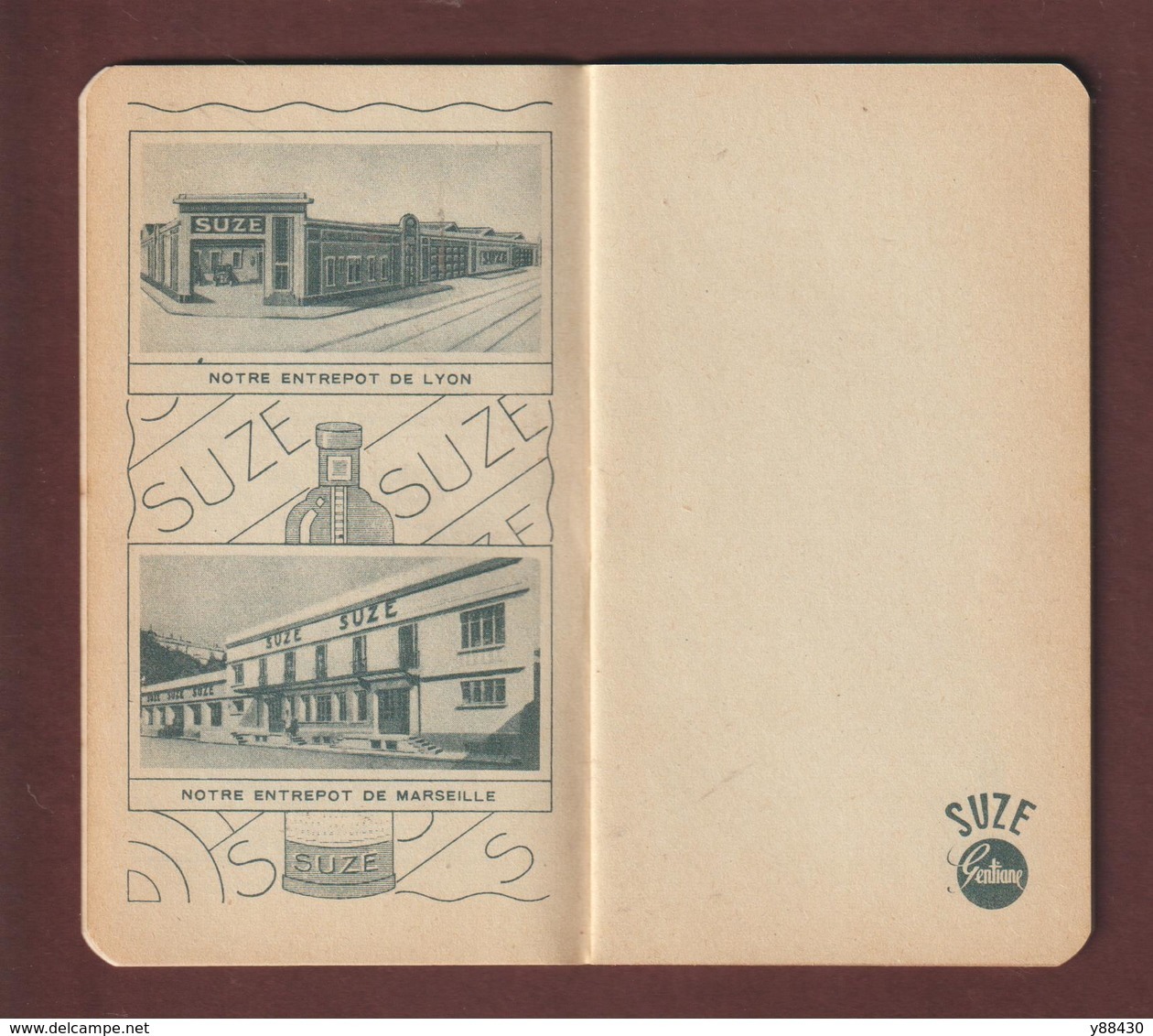 CALEPIN Bloc-note Années 1930 à 50 - SUZE / GENTIANE - PONTARLIER / TOULOUSE / LYON / MARSEILLE / MAISON ALFORT - 6 Scan - Supplies And Equipment