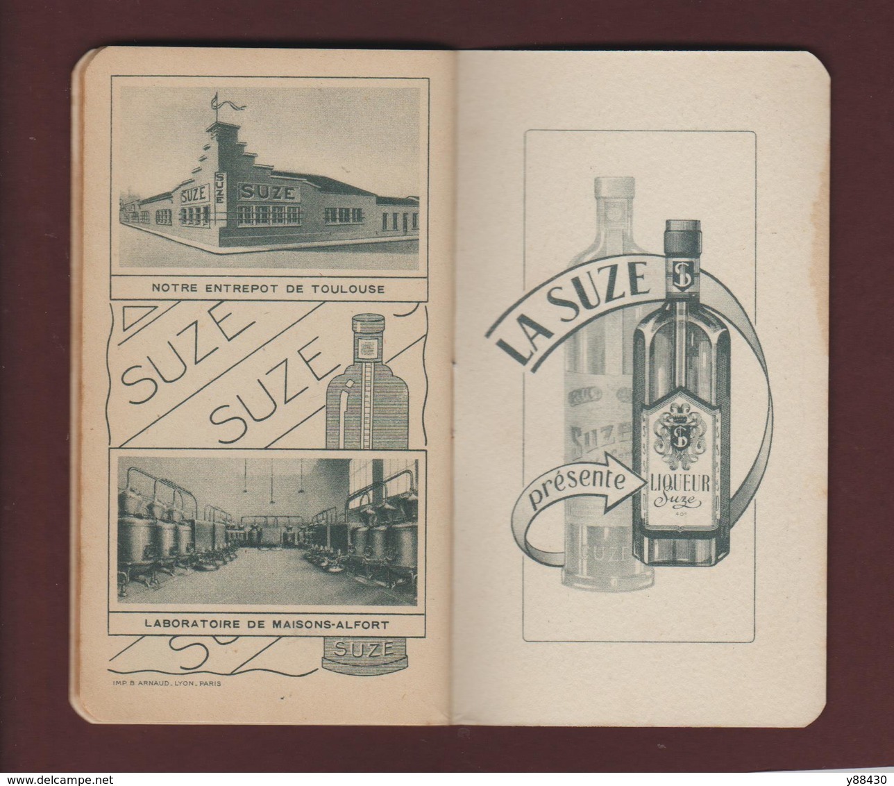 CALEPIN Bloc-note Années 1930 à 50 - SUZE / GENTIANE - PONTARLIER / TOULOUSE / LYON / MARSEILLE / MAISON ALFORT - 6 Scan - Matériel Et Accessoires