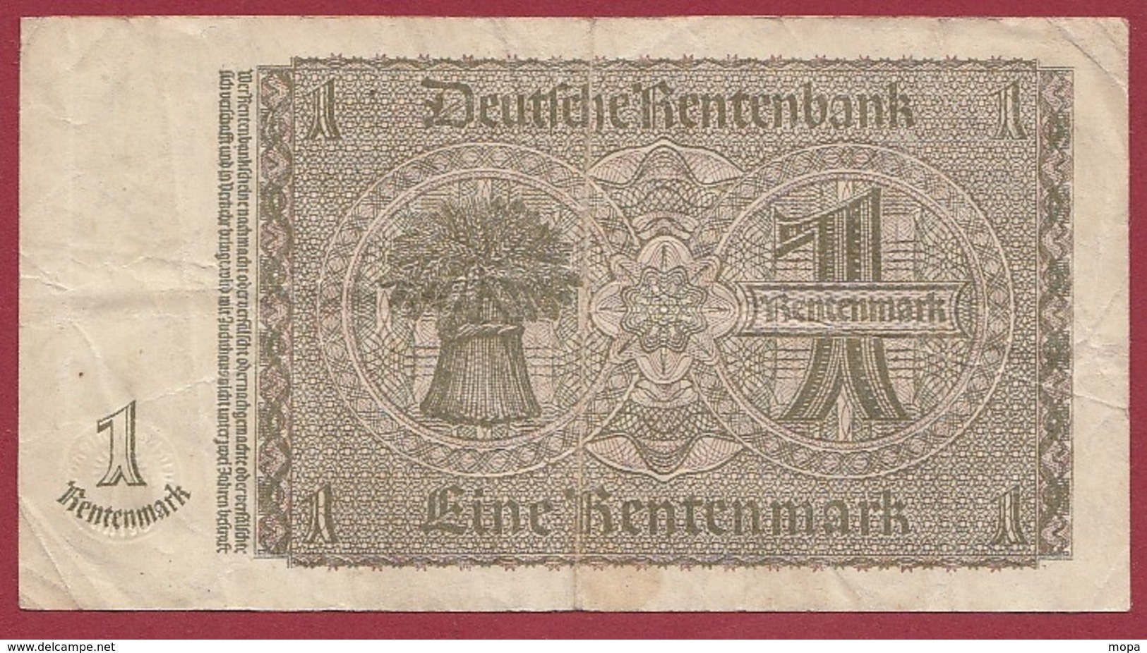 Allemagne 1 Rentenmark Du 30/01/1937 Dans L 'état - Altri & Non Classificati