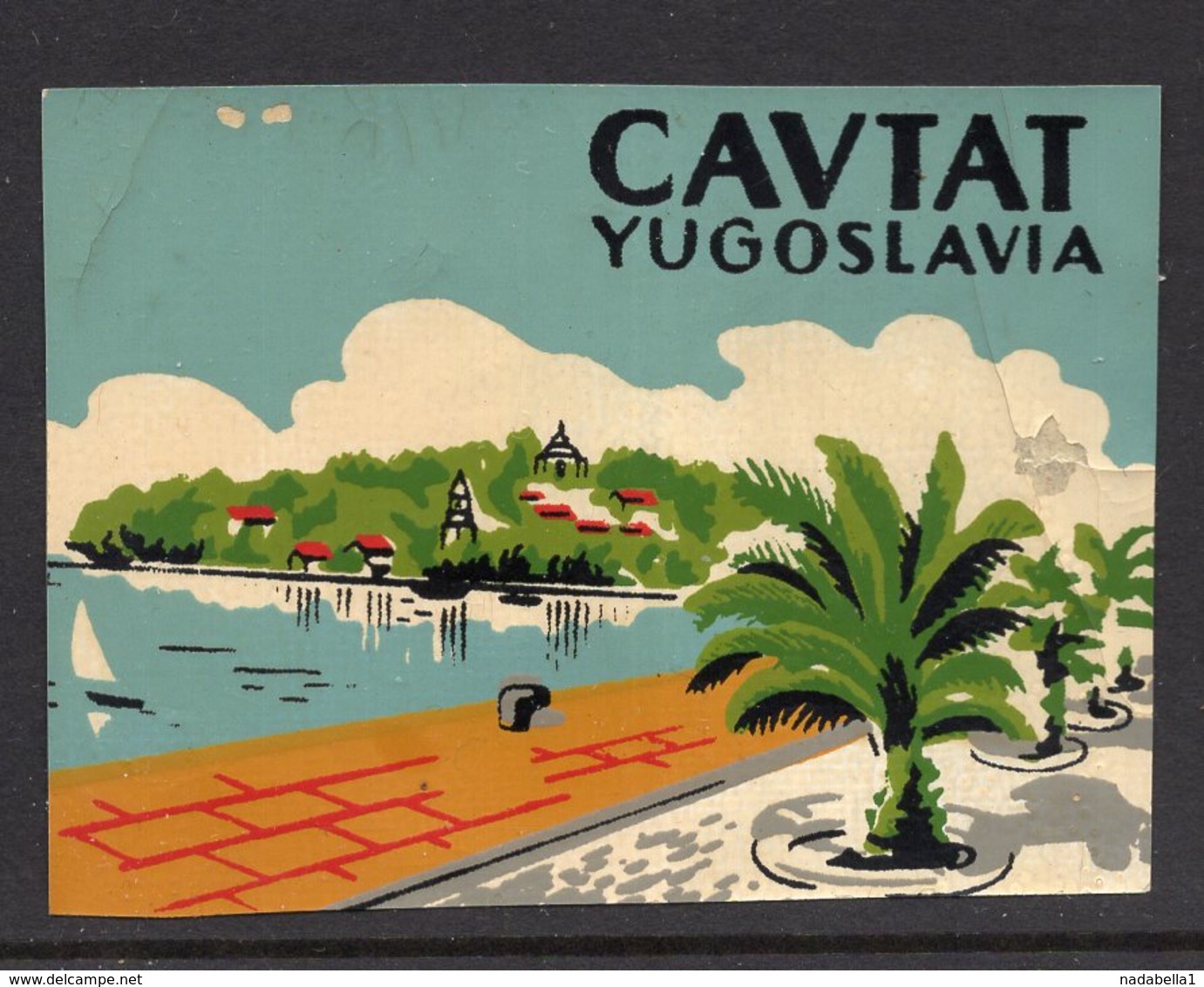 1960s YUGOSLAVIA, CROATIA, CAVTAT, TOWN, CITY, BAGGAGE LABEL, 7 X 5 Cm - Hotel Labels