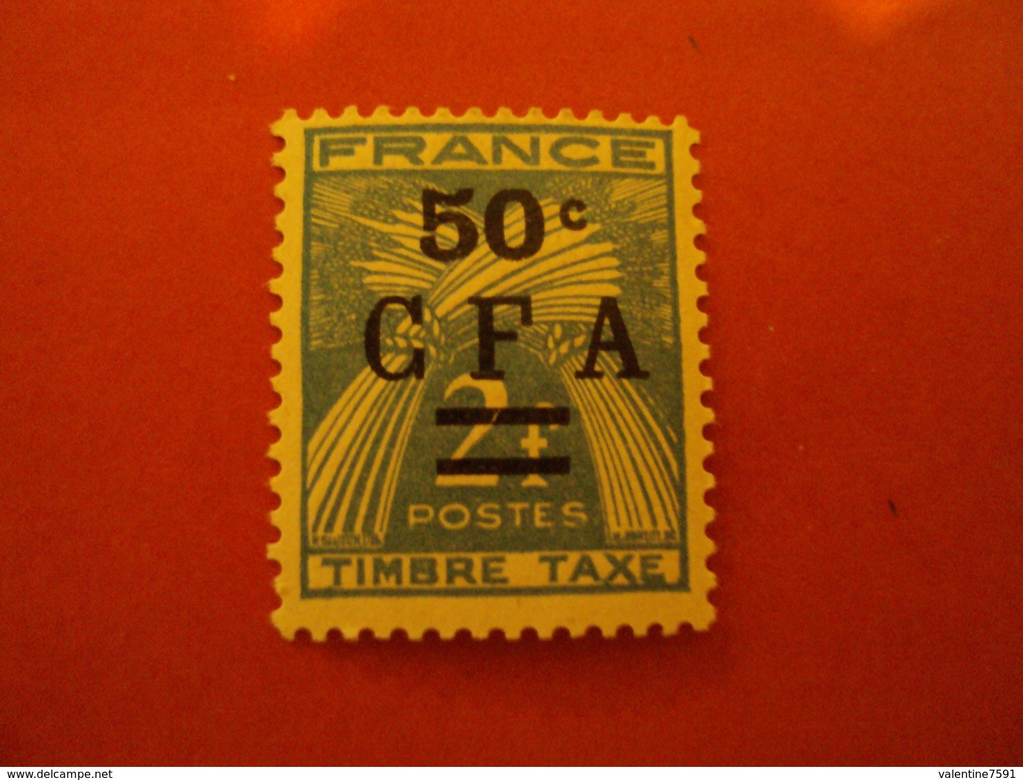 CFA - Réunion , TAXES  Neuf N°    37  ++    "   Gerbes De Blé 50c  Bleu Clair  "       Net         0.50   Photo    1 - Postage Due