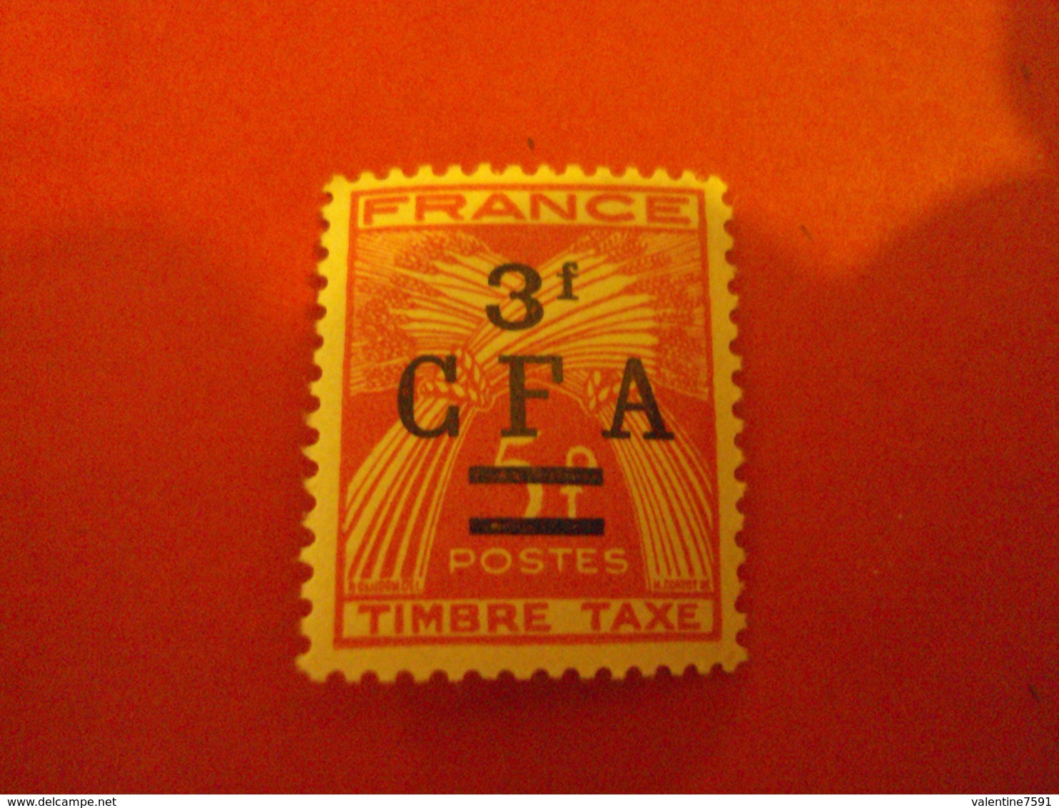 CFA - Réunion , TAXES  Neuf N°   40-   ++ "   Gerbes De Blé 3 F Rouge "       Net   5   Photo    2 - Timbres-taxe