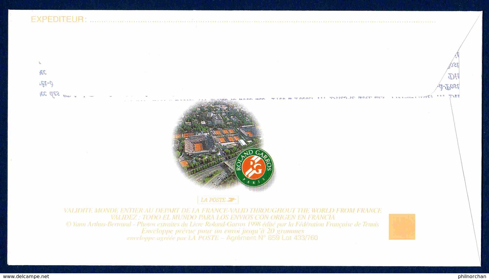 France 1978 Enveloppe Entier Postal "Cinquantenaire De Roland Garros" Neuve**   TB   1,50 € - Overprinted Covers (before 1995)