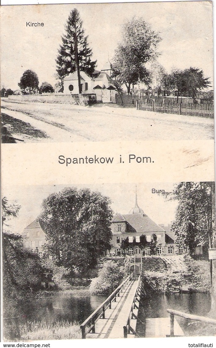 SPANTEKOW Pommern Amt Anklam Gutshaus Burg Kirche 15.11.1918 Gelaufen - Anklam