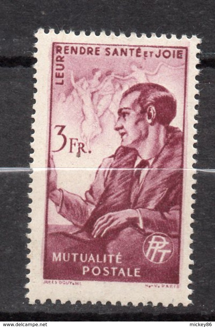 1945-Timbre De Bienfaisance PTT --n° 43 - 3F Rouge Violacé--cote 5€....NEUF ** ....à Saisir - Neufs