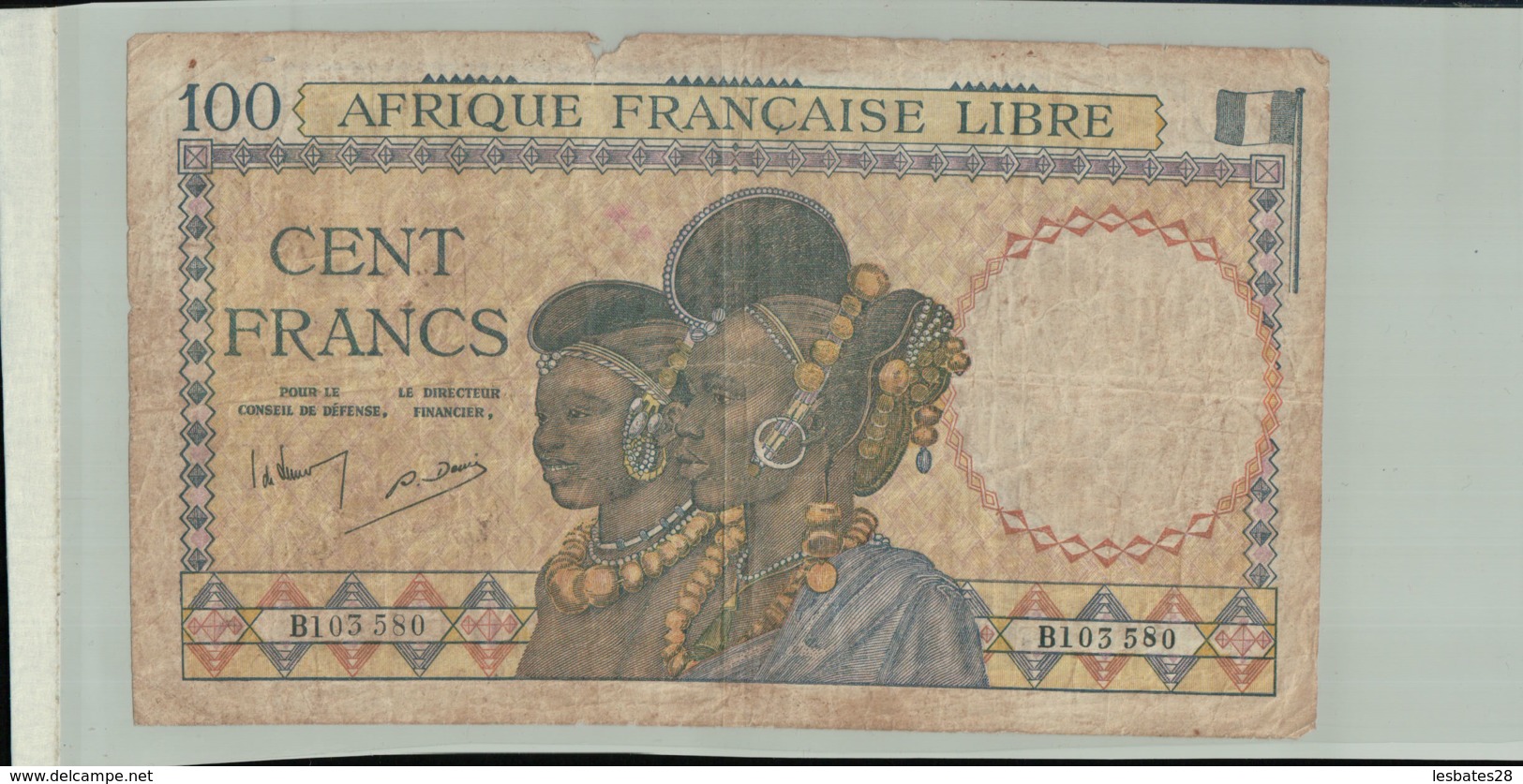 Billet De Banque    AFRIQUE FRANCAISE  LIBRE 100 Francs CONGO  1941 Serie B1 03580 -Janv 2020 Clas - Sudafrica