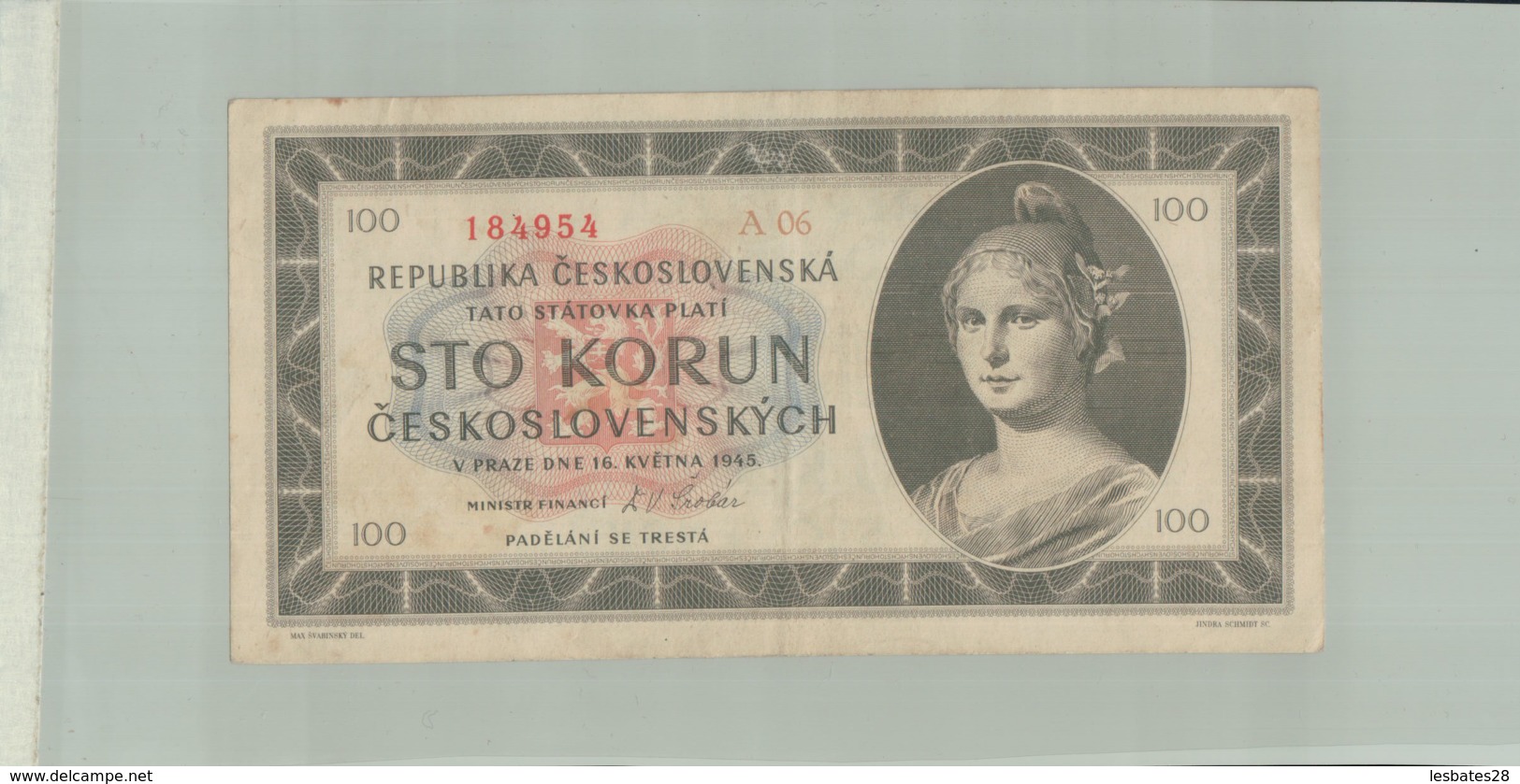 Billet De Banque   Republika CESKOSLOVENSKA 100  Sto Korun 1945-Janv 2020 Clas - Cecoslovacchia