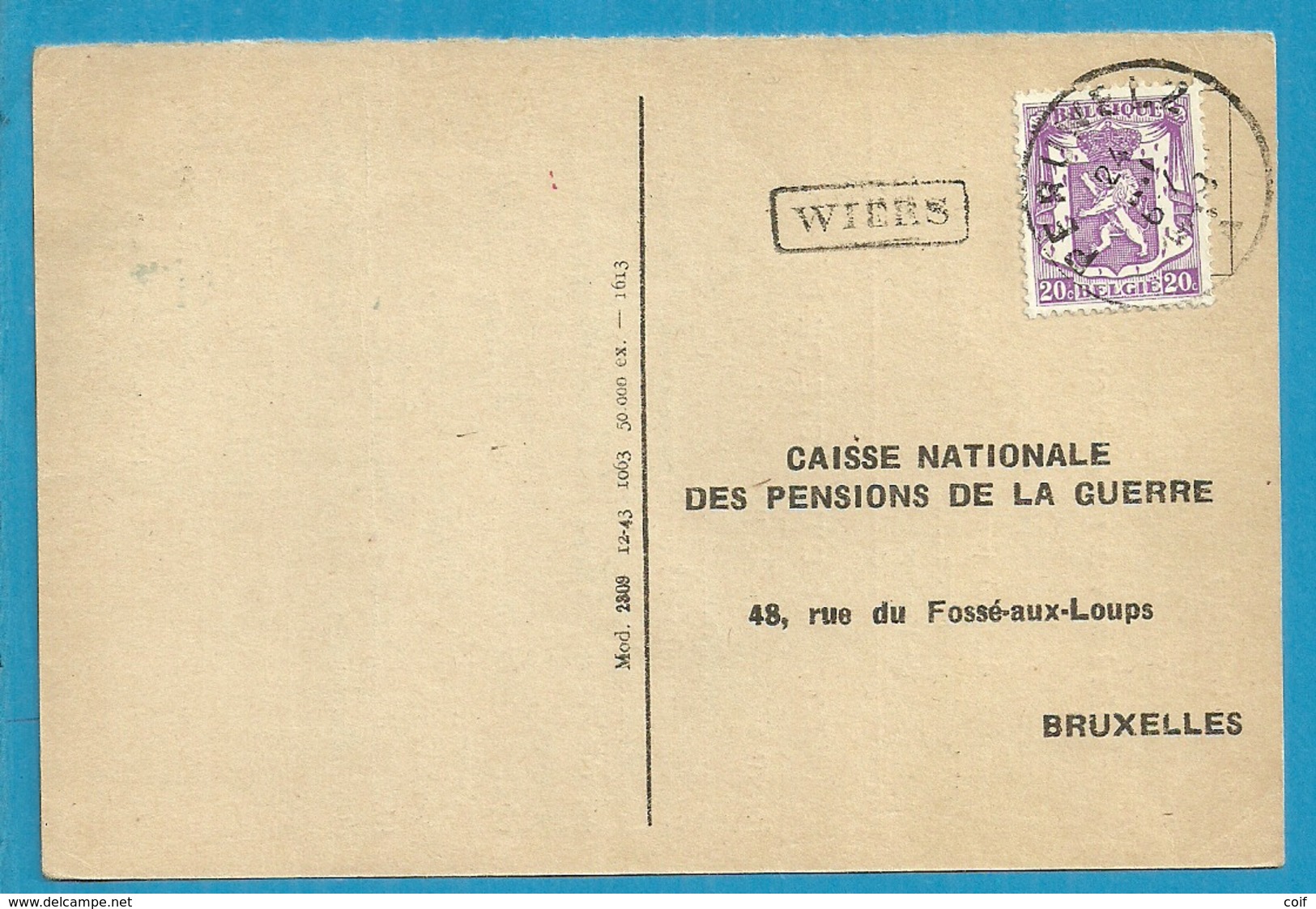 422 Op Kaart Met Stempel PERUWELZ Met Omkaderde Naamstempel (Griffe D'origine) WIERS (VK) - Griffes Linéaires