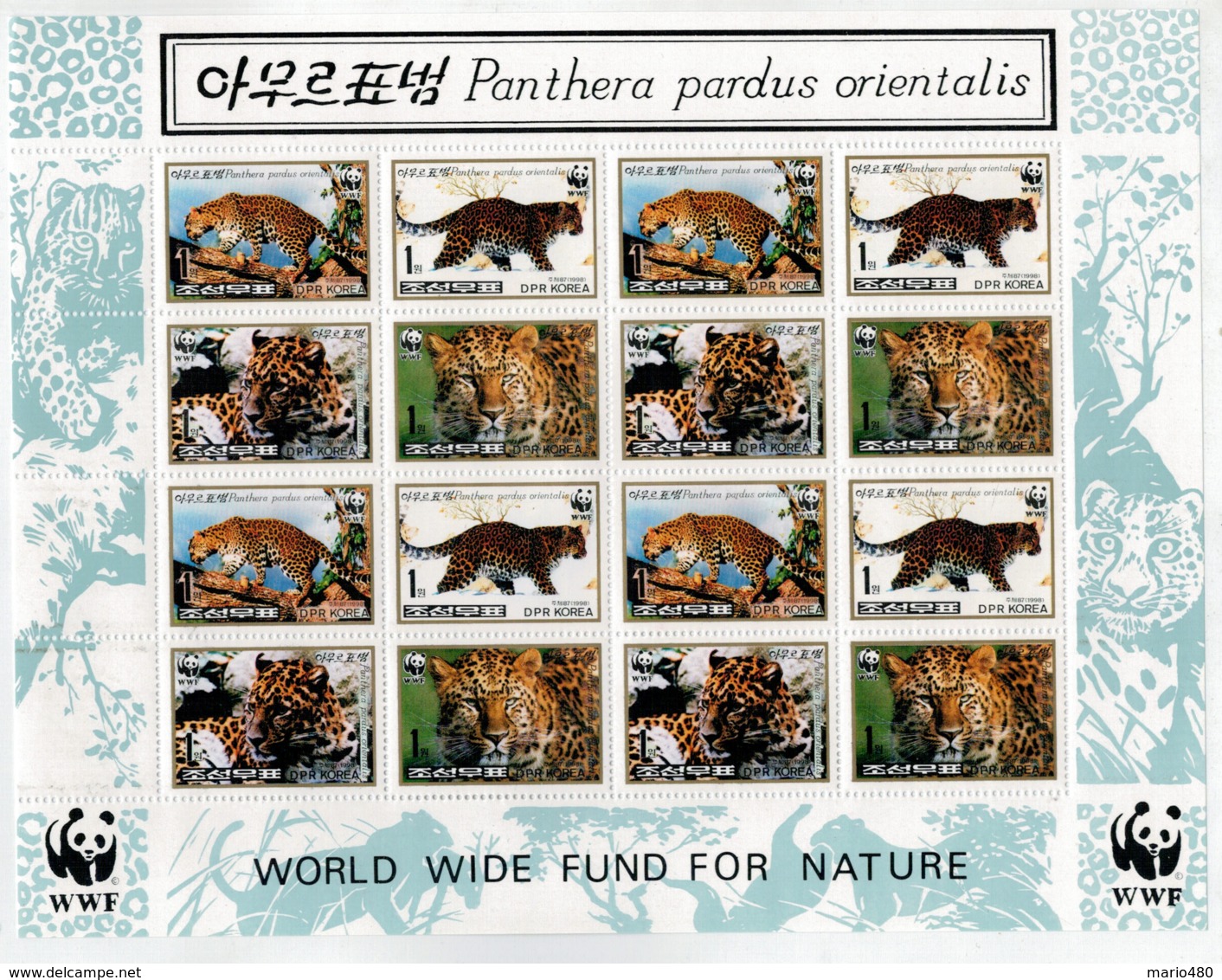 KOREA  DEL  NORD    WORLD  WIDE  FUND  FOR  NATURE       1998     SHEET WITH 16  STAMPS  MNH ** - Corea Del Nord