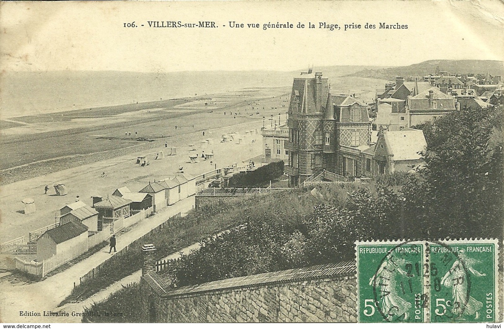 14  VILLERS SUR MER - UNE VUE GENERALE DE LA PLAGE - PRISE DES MARCHES (ref 8095) - Villers Sur Mer