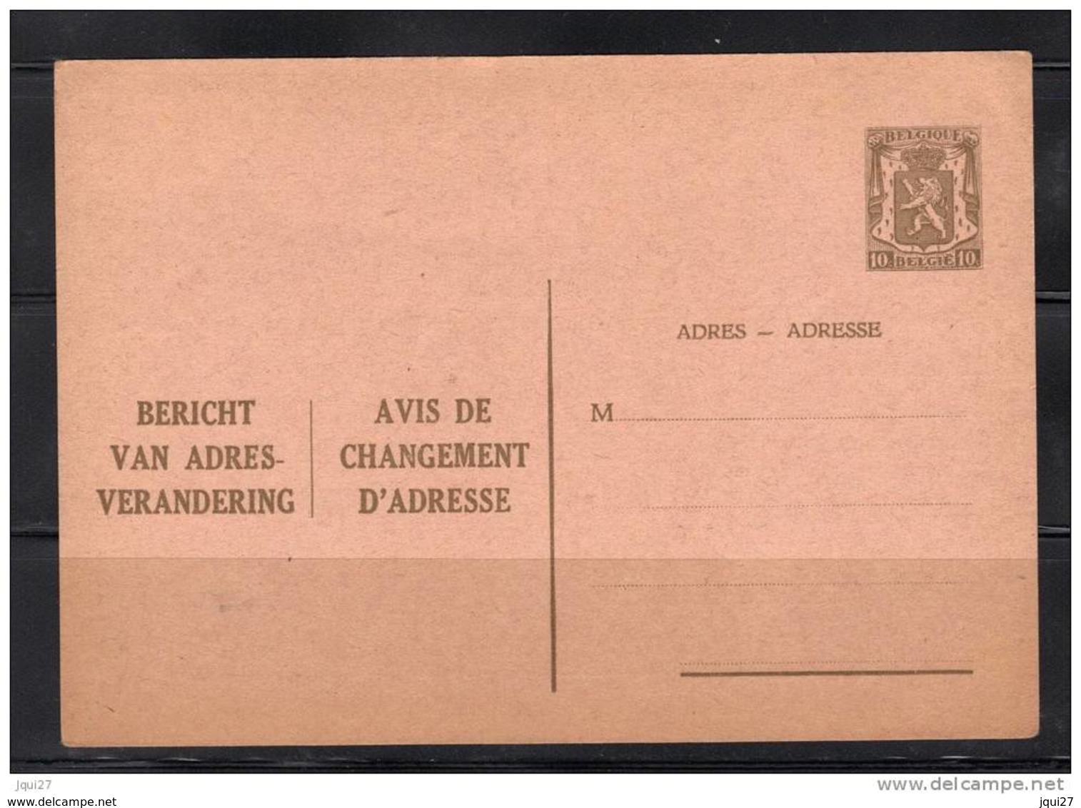 Belgique, Entier Postal, Avis De Changement D'adresse - Avis Changement Adresse